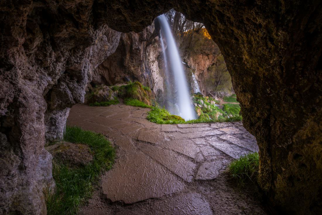 Behind the falls